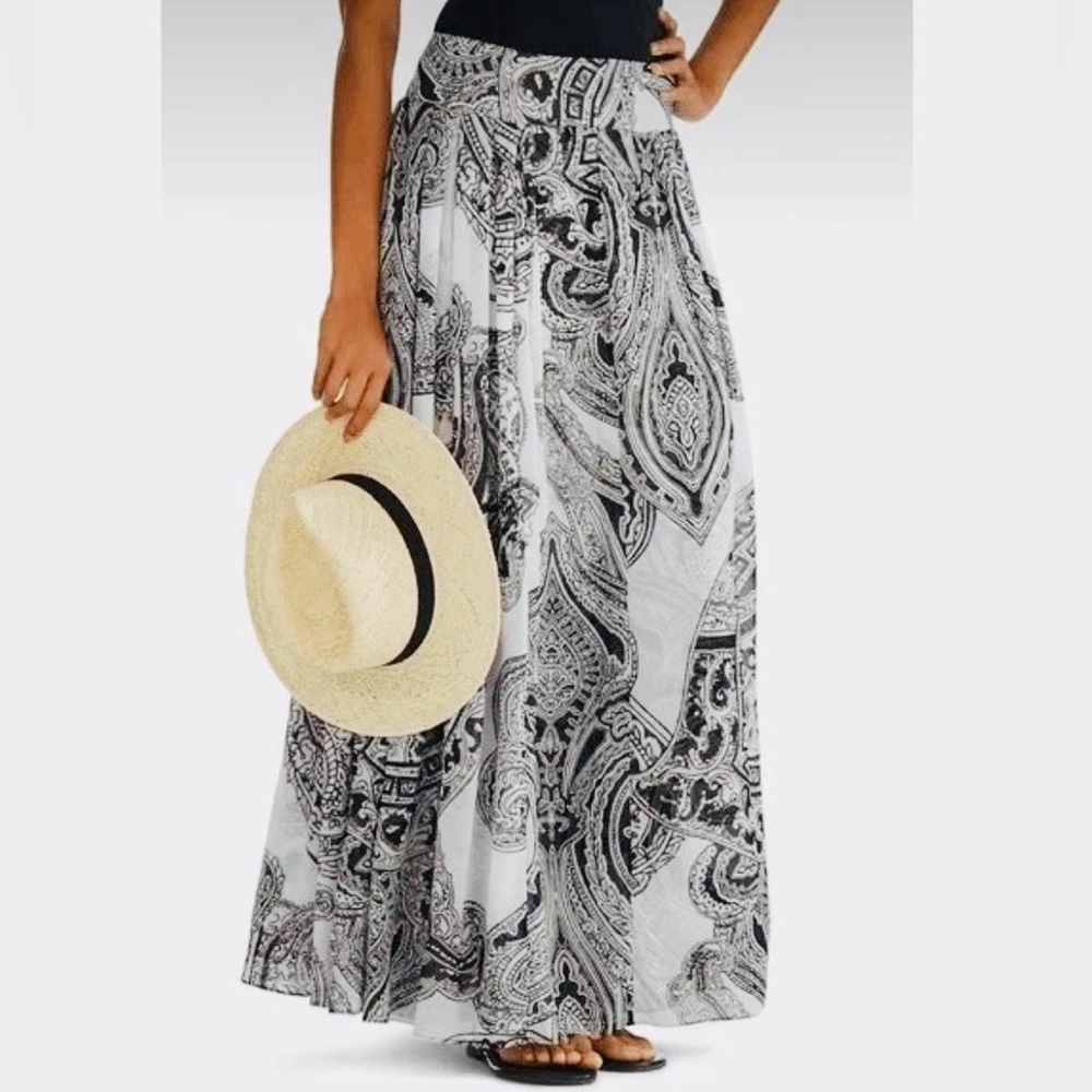 White House Black Market Black & White Paisley Maxi Skirt (NWT)